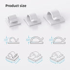 100 PCS White Adhesive Cable Clips Cord Organizer (Small, Medium,Large),Wire Holder for Cable Management, Outdoor Light Clips Light Hooks for LED String,Car Dash Cam, Extension Cord (White)