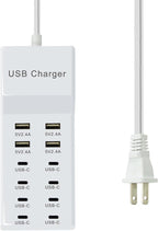 Multi-Port USB C Charging Station - Fast Charger for iPhone 15/14, Samsung Galaxy, iPad and Tablets - Desktop Home USBC Charger Hub with UL Certification and Safety Travel Protection White