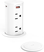 Pop up Outlet for Countertop,65W USB C Fast Charging Port,2.5-inch Hole Desktop Power Grommet,Recessed Power Strip,4 Outlets 4 USB Ports,15Amp Tamper Resistant Receptacle,ETL Listed (White)