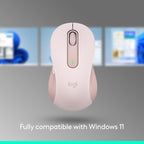 Logitech Wireless Mouse Signature M650- Small Hands, 2-Year Battery, Silent Clicks, Customizable Buttons, Bluetooth, PC/Mac/Chromebook - Rose, Right-Handed, Small-Medium