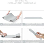 YSAGi Non-Slip Leather Desk Pad, Waterproof Laptop Computer Desk Keyboard Mat, Table Protector Blotter Mat, Large Mouse Pad for Office/Work/Home/Decor(Silver-Grey, 31.5" x 15.7")