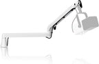 Low Profile Mic Arm Microphone Boom Arm Professional Adjustable with 15cm Riser Solid Desk Mount Clamp Cable Management Microphone Holder Stand for Podcast Streaming Gaming Mic Stand White