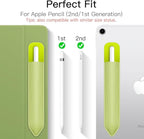 MoKo Pencil Holder Sticker Fit Apple Pencil Pro, Apple Pencil (USB-C), Apple Pencil 1st/2nd Generation, Elastic Pencil Pocket Pouch Adhesive Sleeve Attached to iPad Case for Stylus Pens, Tender Green