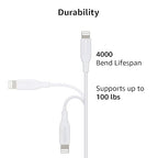 Amazon Basics USB - C to Lightning ABS Charger Cable, MFi Certified Charger for Apple iPhone 14 13 12 11 X Xs Pro, Pro Max, Plus, iPad, 6 foot, White