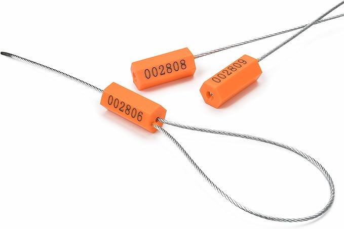 100PCS Steel Cable Seals Metal Security Seal Numbered Metal Truck Trailer Seals Security Tags Tamper Evident Tags Container Seals Pull Tight Steel Wire Seals