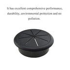 HAHIYO 2Pcs 2.4Inch/60mm Black ABS Plastic Eight-petaled Desk Grommet Wire Grommet Cable Management Cord Hole Cover Desk Wire Hole Insert Wire Organizer for Computer Office Home School Equipment