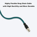 Alvin's Cables M12 8 Pin Male to RJ45 Shielded Ethernet Cable M12 X Coded 8 Position Cat6a Cable for Cognex Industrial Camera 20M/65.6ft