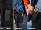 Turtleback Belt Clip for iPhone 16 Pro, 16e, 15 pro 14 Pro 13 Pro -Medium- Fits w/Shockproof Commuter Style Cases, Premium Black Leather, Vertical Belt Holder, Magnetic Closure HD Rotating Clip
