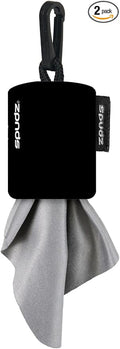 SPUDZ Ultra Microfiber Lens Cleaner – Closable Pouch, Clip-On, Washable – for Optics, Scopes, Glasses | Black, 6 x 6 Inch (2-Pack)