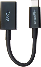 Amazon Basics USB 3.1 USB-C to USB-A Female Adapter Cable Converter, 5Gbps High-Speed, USB-IF Certified, for Laptops, Tablets, Phones (iPhone 16/15), Black
