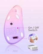 Lekvey Ergonomic Mouse, Vertical Wireless Mouse Rechargeable 2.4 GHz Optical Carpal Tunnel Mouse : 800/1200 / 1600 DPI, 6 Buttons, for Laptop, PC, Computer, Desktop, Notebook etc, Pink to Purple