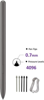Galaxy Tab S9 FE S Pen [4096 Pressure Sensor] Replacement for Samsung Galaxy Tab S9 FE, Tab S9 FE+ Plus Tablet All Versions, Touch Stylus Pen with 5xTips/Nibs (Gray)