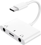 Headphone Adapter for iPad, Headphone Splitter for 2 Headphones,3 in 1 USB C to 3.5mm Jack Audio Adapter with 60W Fast Charging Compatible with S24/23 Ultra.