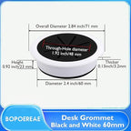 Desk Grommet 2-3/8" (60 mm), Desk Hole Cover for Cables White and Black, Cable Grommet ABS Plastic, Desk Hole Grommet for Office and Home Table Cable, Flexible Cable Cord Organizer-2 Pcs