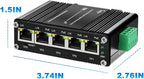 Industrial Managed 5 Port PoE Ethernet Switch, Mini Gigabit Networking Switch with Web Management, Supporting Din-Rail