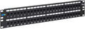 ICC CAT6 Feed-Through Patch Panel, 48 Port, 2U Rackmount, RJ45 Ethernet Patch Panel, No Punch Down, PoE++ and TAA Compliant, Black
