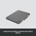 Logitech Rugged Folio Keyboard Case for iPad (10th gen & A16) with Smart Connector and Durable Spill-Proof Keyboard - Graphite