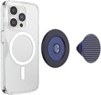 PopSockets Phone Grip for MagSafe with Kickstand, Magnetic Stand, Swappable Top, Secure Hold for iPhone MagSafe Cases, Phone & Tablet Grip - Alum Triangle Knurled French Navy