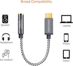 CableCreation USB C to 3.5mm Audio Adapter, Type C to Headphone Adapter, USB C to Aux 24bit/96kHz HiFi DAC Cable for iPhone 16 15 Pro Max/15 Pro/15 Plus, iPad, Galaxy S24 S23 Ultra, Pixel 9, 0.33 ft
