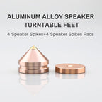 4Pcs Speaker Spikes Floor Protectors Shockproof Speaker Isolation Spikes with Base Pad for Speaker,Subwoofer,Amplifier,Turntable,Recorder CD DAC with 3m Adhesive (Gold)