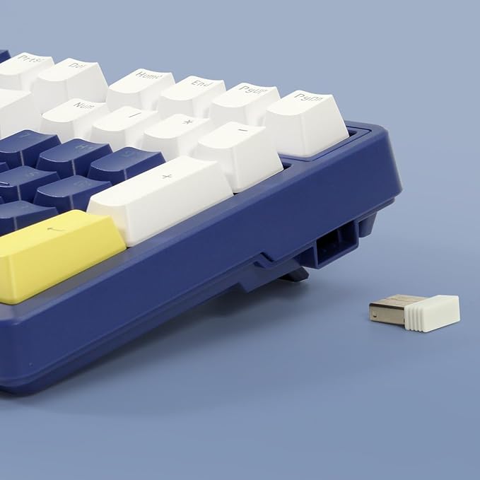 Wireless Mechanical Keyboard, Triple Mode 2.4G/USB-C/BT Gaming Keyboards 100 Keys Ice-Blue Backlit, Brown Switch Keyboard | Rechargeable Mechanical Gaming Keyboards | Blue/White/Yellow