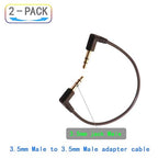 3.5mm Male to Male Audio Cable, Right Angle Auxiliary Cord, 195mm Length, 2-Pack, Gold-Plated Connectors