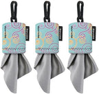 SPUDZ Classic Microfiber Lens Cleaner – Clip-On Pouch, Washable – for Binoculars, Scopes, Glasses, Screens | Baby Blue Swirls, 6 x 6 Inch (3-Pack)