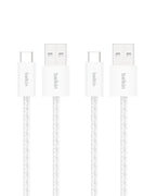Belkin USB A to USB C Cable 2-Pack, 3.3ft, 15W - Type C Charger, iPhone Charger Cord, Soft, Braided, Flexible for iPhone 16 & 15, Galaxy S25, Pixel 9, iPad Pro, Airpods Pro, Switch & More - White