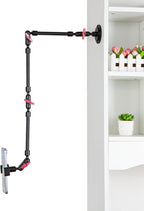 Adjustable Mobile Phone Holder for Desk, Wall Mount and Ceiling Mount Bracket for Phone and Other Smartphones (Metal Base+82cm arms+Phone Clip)