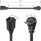 DEWENWILS 1FT Short Extension Cord, Flat Head Extension Cord Indoor with 3 Prong, Low Profile Power Cable SJT 14 AWG Flexible Power Cord for Home Kitchen, ETL Listed, 3 Pack