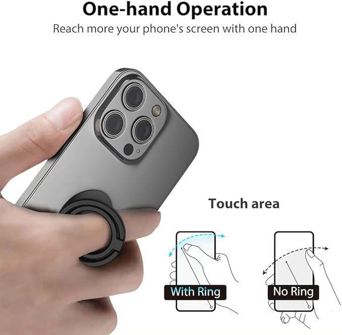 Magnetic Phone Grip Compatible with MagSafe, Magnetic Phone Ring Holder Finger Kickstand Wireless Charging Compatible, Double Cell Phone Rings Gripper Stand for MagSafe iPhone - Black Weave