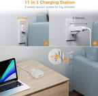 Flat Plug 20 FT Long Extension Cord, TESSAN Ultra Thin Power Strip Surge Protector with 8 AC Outlets, 900J, 3 USB Charger(1 USB C), Multi Port Charging Station for Home, Office, Dorm Room Essentials