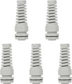 LeMotech 5Pcs NPT 1" IP68 Waterproof Cable Gland Flex Spiral Strain Relief Grey Nylon Joint with Gaskets for 18-25mm Wire Thread