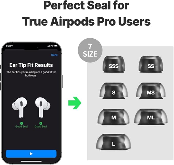 AZLA Crystal for Airpods Pro 1st & 2nd Gen (2-Pair, SS) – Airpod Pro Ear Tip Replacement – Airpod Pro Tips with Premium Silicone