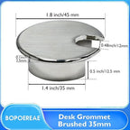 Desk Grommet 1-3/8" (35 mm), Desk Cord Hole Cover, Cable Grommet Metal Zinc Alloy Materilal, Desk Hole Grommet for Office and Home Table Cable, Detachable Cable Cord Organizer (Brushed Silver 1 Pcs)