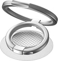 Phone Grip Holder, Phone Ring Holder Finger Kickstand, Foldable & Adjustable Rotatable Double Metal Cell Phone Rings Gripper Stand for iPhone Samsung & Other Phones - Silver Carbonite Weave