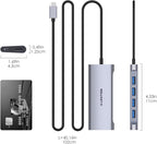 LENTION 3.3FT Long Cable USB C Multiport Hub with 4K HDMI, 4 USB 3.0, Type C Charging Compatible 2024-2016 MacBook Pro, New Mac Air/iMac/Mac Mini, More, Stable Driver Adapter (C35-1M, Space Gray)