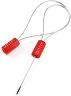 Pull-Tite Steel Security Cable Wire Seals Numbered Anti-Tamper Security Tags (Red, Pack of 50pcs)