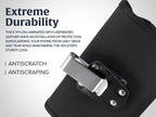 Turtleback Belt Clip for iPhone 16 Pro Max, 15 Pro Max, 14 Pro Max -Medium- Fits w/Shockproof Commuter Style Cases, Premium Black Leather, Horiz. Belt Holder, Magnetic Closure HD Rotating Clip