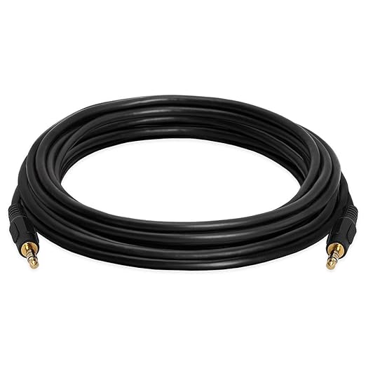 Cmple - 12 ft 3.5mm Aux Audio Cable, Male to Male, Black, Compatible with Car, Phone, Headphones, PC, TV