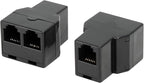 Uvital RJ12 6P6C 1 Female to 2 Female Telephone Line Splitters, Telephone Landline Cable Connector and Separator(Black,2 Pack)