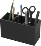 NIUBEE Acrylic Pen Holder 3 Compartments, Black Pencil Organizer Cup for Countertop Desk Accessory Storage