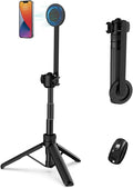 PHOPIK 35" Magnetic Selfie Stick Phone Tripod, Extendable Phone Tripod with Cold Shoe and Remote,Compatible with iPhone/Android/Sport Camera Perfect for Video Recording/Selfies/Insta360 x5（Black）