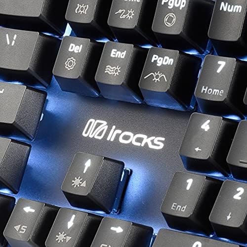 i-rocks K75M Illuminated Mechanical Keyboard, 104 Keys, with Cherry MX Switches, PBT Keycaps, Backlit LED Light and Shortcut Keys - Programmable Light & Macro Recorder (Cherry MX Brown Switch, Black)