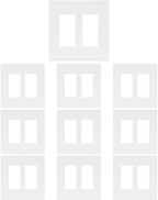 2 Gang Decorative Screwless Wall Plate Light Switch Cover, Hidden Screw Smooth Face, White, 10 pcs