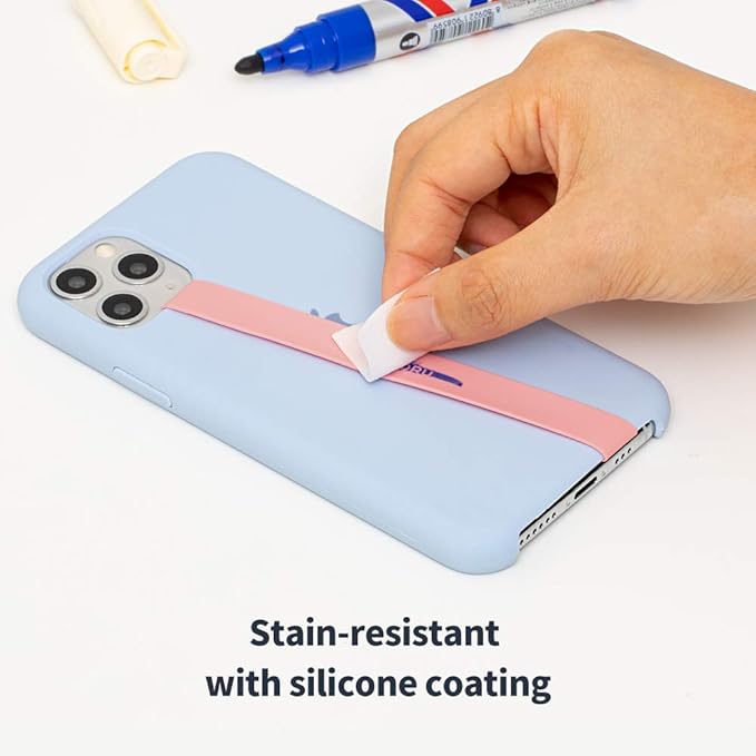 Sinjimoru Stretchable Silicone Phone Strap, Flexible and Elastic Grip Holder for iPhone & Android, Secure Phone Loops Finger Grip with Wireless Charging Support Sinji Loop Pink