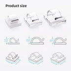 100 PCS Cable Clips Cord Organizer (Small, Medium,Large),Wire Holder for Cable Management, Outdoor Light Clips Light Hooks for LED String,Car Dash Cam, Extension Cord (Clear)