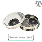 HAHIYO 2Pcs 2.4Inch/60mm Brushed Silver Zinc Alloy Desk Grommet Wire Grommet Cable Management Cord Hole Cover Desk Wire Hole Insert Wire Organizer for Computer Office Home School Equipment Systems
