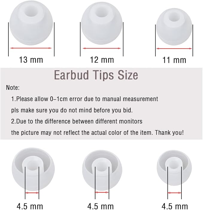 Silicone Ear Tips Replacement Earbud Tips for In-Ear Headphones (Inner Hole 3.8mm-5.5mm) 18 Pairs S M L