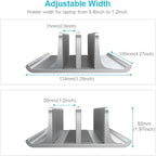 Vaydeer Aluminum Laptop Stand Double-Slot Adjustable Vertical Laptop Stand Newly Designed 2 Slot Desktop Holder for All MacBook/Chromebook/Surface/Dell/iPad Up to 17.3 Inches, Silver